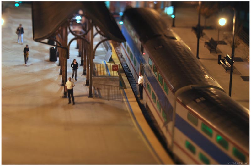 Pseudo Miniature Train Station With People